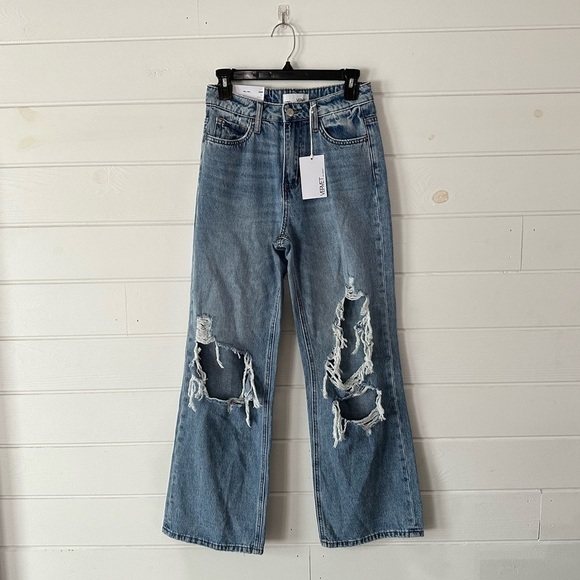 NWT Vervet Jodie 90s Vintage Style Distressed High Rise Wide Leg Dad Jeans Sz 25 - Picture 5 of 12